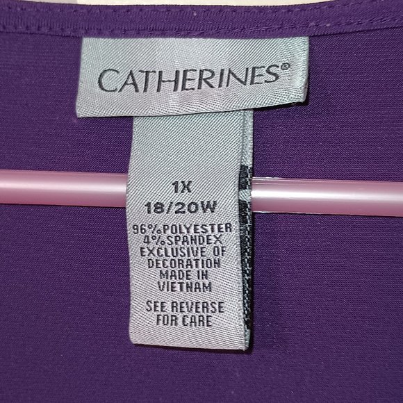 EUC ~Catherines Women's Blouse Royal Violet Scoop Lace Top Long Sleeve ~Size: 1X - Picture 3 of 4